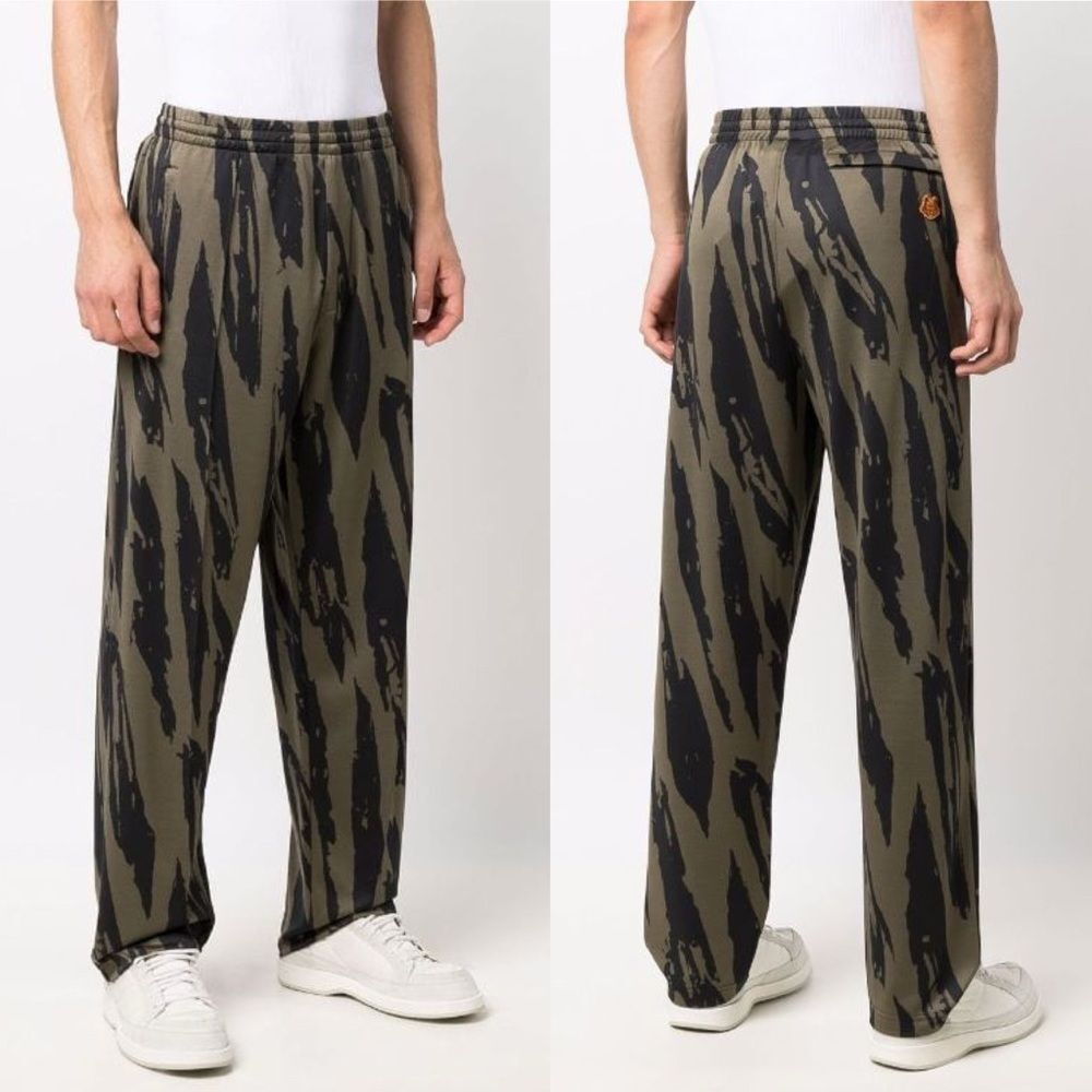 Kenzo Pleat Camo Lounge Pants, Printed Track, NWT, Size L